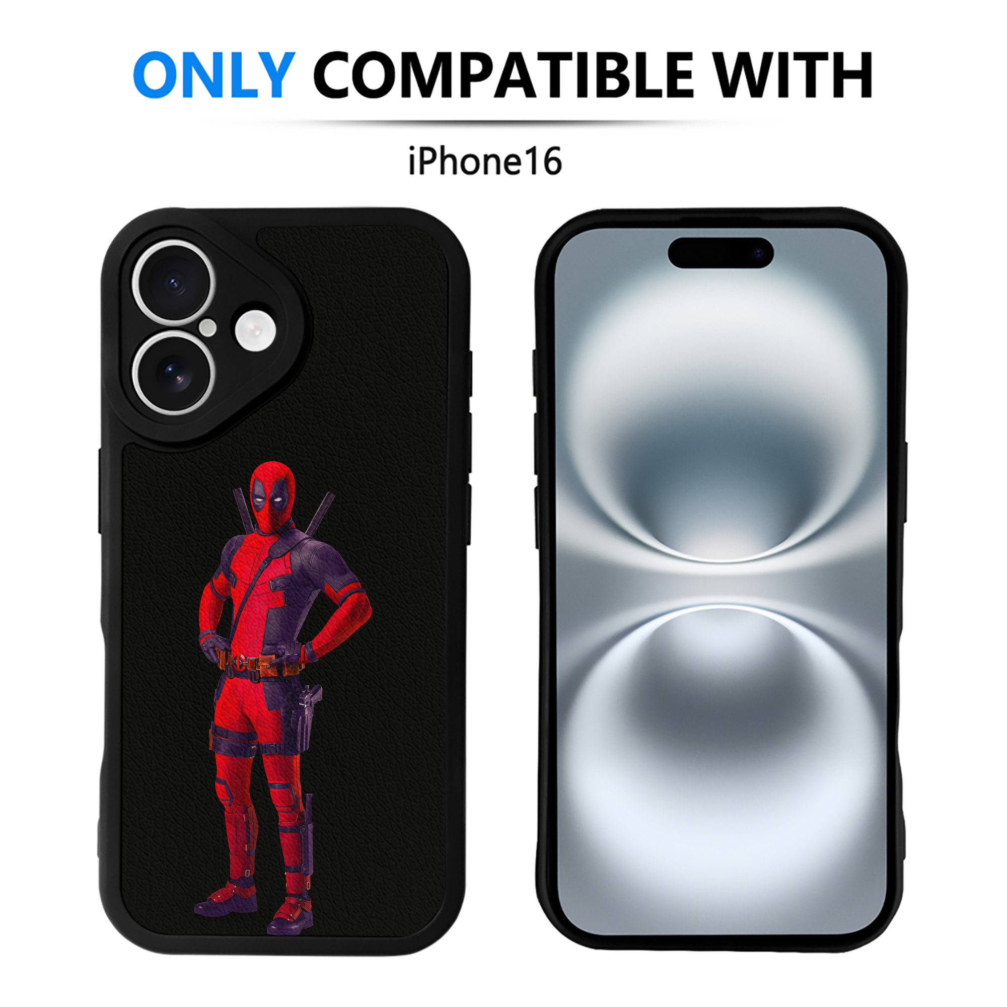 （画像用） Deadpool デッドプール 【iPhone 16シリーズ対応】シリコンスマホケース（レザー調） 材質：シリコン